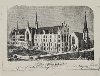 Reproduction of drawing of Saint Mary&#39;s San Francisco campus, 1868