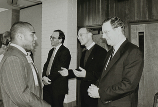 Steve Forbes at Saint Mary&#39;s College after giving a talk in the Soda Center with faculty, March 1998