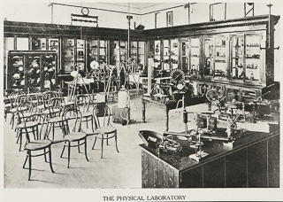 View of the interior of the physics laboratory, 1890