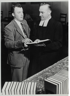 Library Director William Macaskill and Brother Thomas Levi, 1951