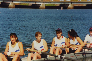 Members of the Saint Mary&#39;s College women&#39;s crew team, 1995