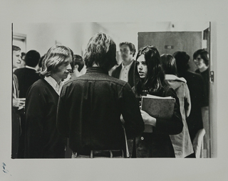 Students in Dante Hall between classes, 1970