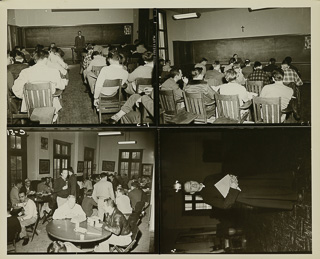 Collage featuring students and faculty, 1950