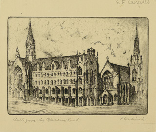 Etching of Saint Mary&#39;s San Francisco campus, c1937