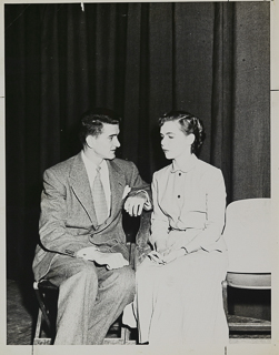 Actress Barbara Jo Allen being interviewed by a Collegian Editor, 1948