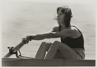 Member of the Saint Mary&#39;s College women&#39;s crew team rowing, 1982