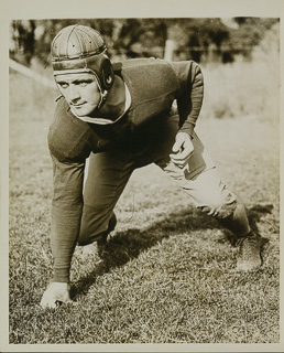 Portrait of a Saint Mary&#39;s football team member, possibly Toby Hunt, 1930