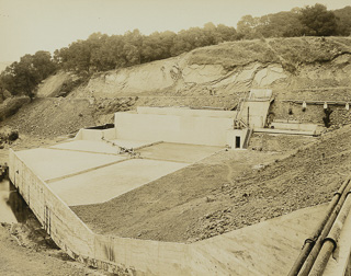 Sewage treatment plant construction at the Moraga campus, 1927