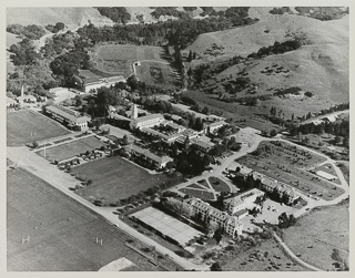 Aerial view of Moraga campus facing east, 1958