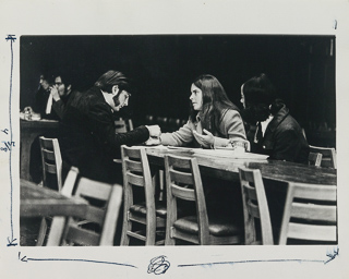 Three students in conversation, 1975