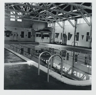 View of the outdoor swimming pool on Moraga campus, 1931