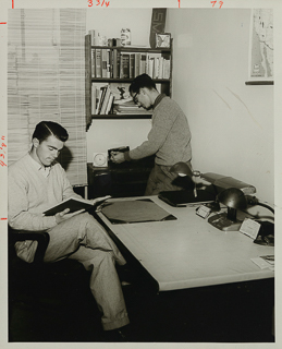 Bill Hardy and Don Cariani in a Residence Hall room, 1966