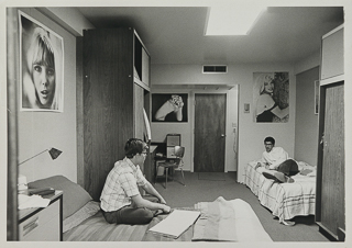 Two students in a Residence Hall room, 1980