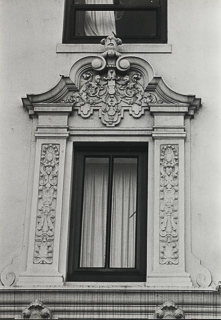 Close up of decorative mouldings around a window on Moraga campus, 1997