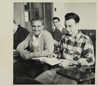 Students sitting in class, 1950