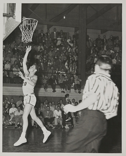 Joe Barry of Saint Mary&#39;s College during a Saint Mary&#39;s versus Loyola basketball game, February 1, 1957