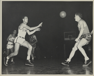 Saint Mary&#39;s versus Notre Dame basketball game played at San Francisco Cow Palace, January 3, 1949