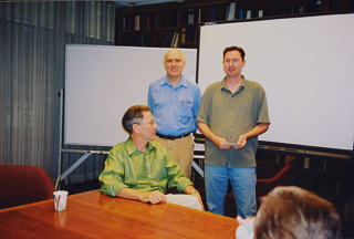 Tom Carter, Martin Cohen, Michael McCaffrey at McCaffrey&#39;s farewell party, 2004