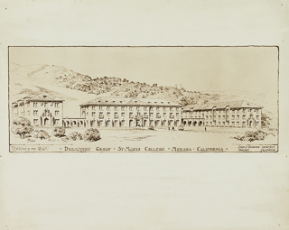 Sketch of dormitory group: Aquinas Hall, de La Salle Hall, and Augustine Hall, October 12, 1927