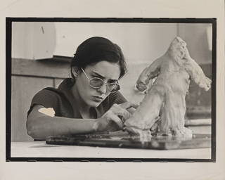 Student working with modelling clay, 1972