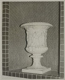 Urn in front of the chapel, September 8, 1928