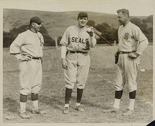 Three students on the baseball team, 1920