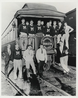 Saint Mary&#39;s football team on the Southern Pacific train to play at the Gonzaga game, 1924