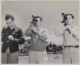 Students using sextants to measure azimuths, May 27, 1948