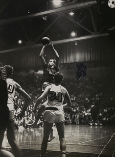 Tom Meschery taking a shot during a Saint Mary&#39;s College basketball game, January 11, 1959