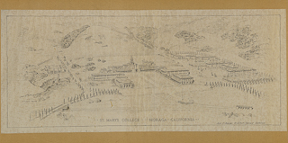 Perspective drawing done by R. W. Blaine for architect John Donovan based on plans for the Saint Mary&#39;s College Moraga campus, May 11, 1928